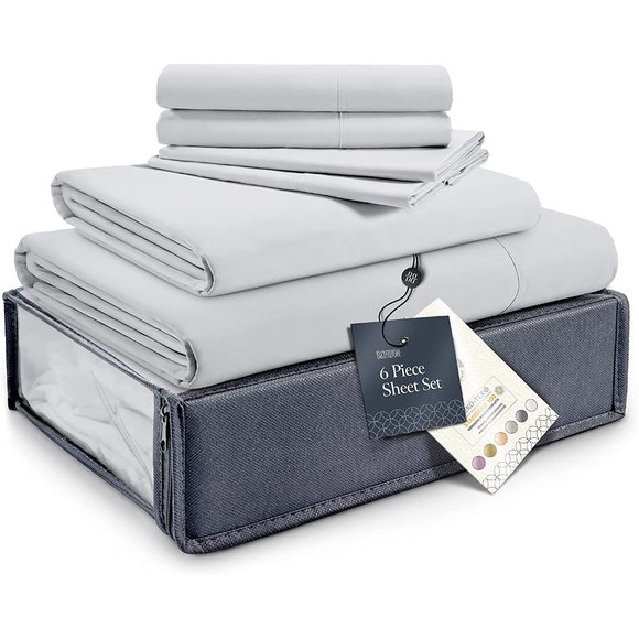 - New King Size Bed Sheets Set - 1800 TC Series 6 Piece Bedding Set - Picture 3 of 7